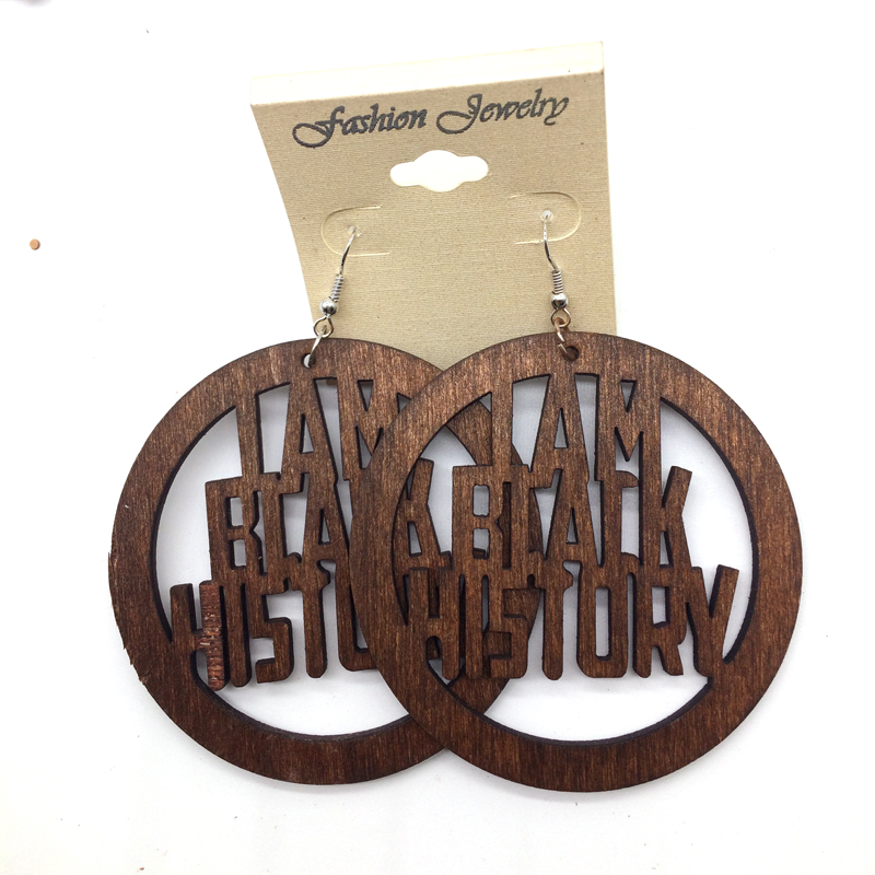 Women Fashion History - I am Black History Wooden Earrings