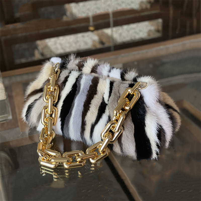 Women'S Real Y2K Fashion - Winter Style Clip Bag Mink Fur