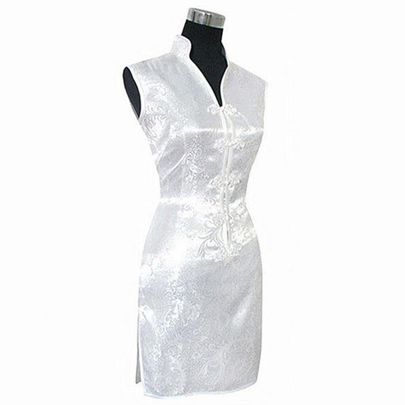 Xxl Women Fashion - Fashion White Chinese Lady Rayon Qipao