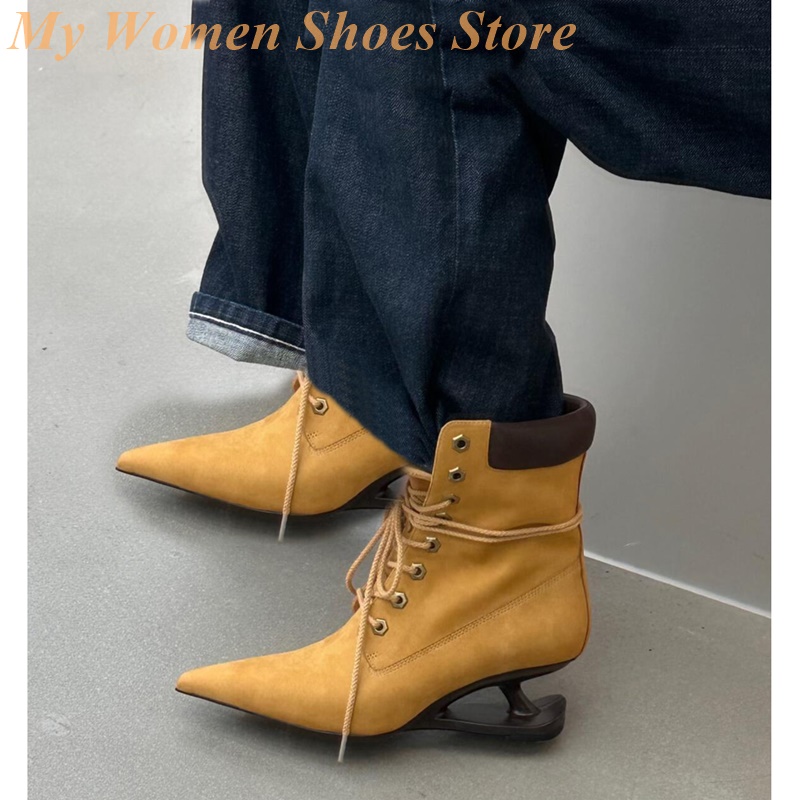 Sale Fashion Women - Pointy Toe Strange Style Heel Booties