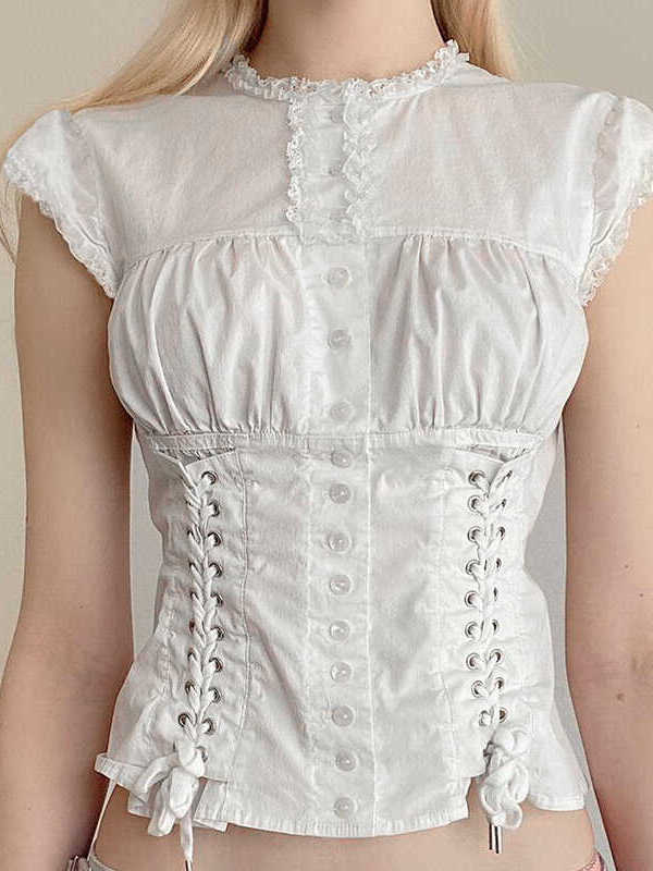 Sweet Spicy Lace Trim Short Sl - Women'S Young Fashion 评论和价格