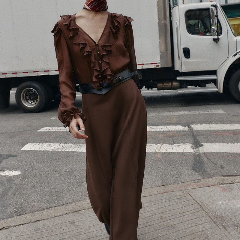 Elegant V-Neck Long Sleeve Mid - Women'S Young Fashion 评论和价格