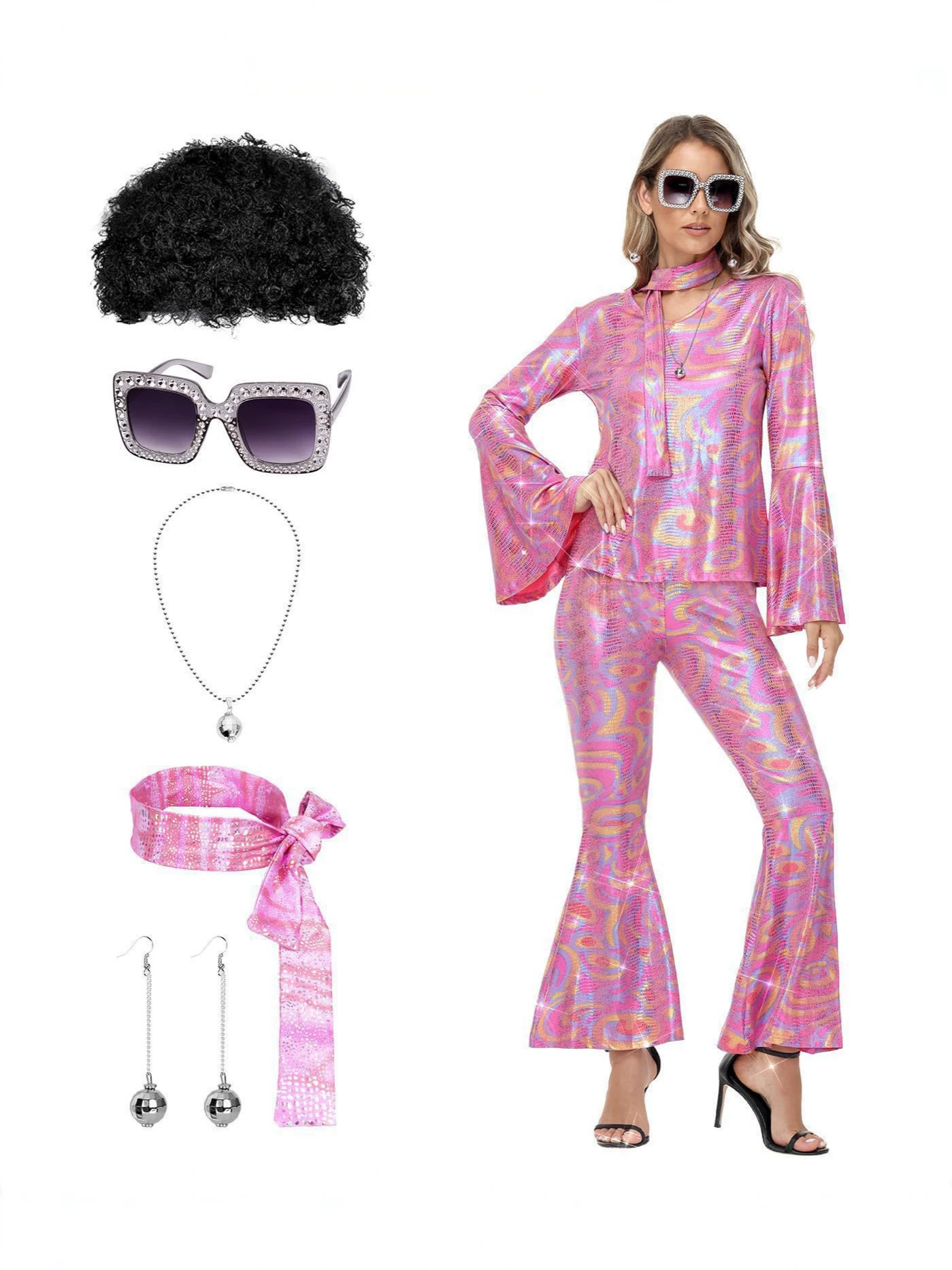 Disco 70s Retro Cosplay Costum - Women'S Fashion From The 70S 评论和价格