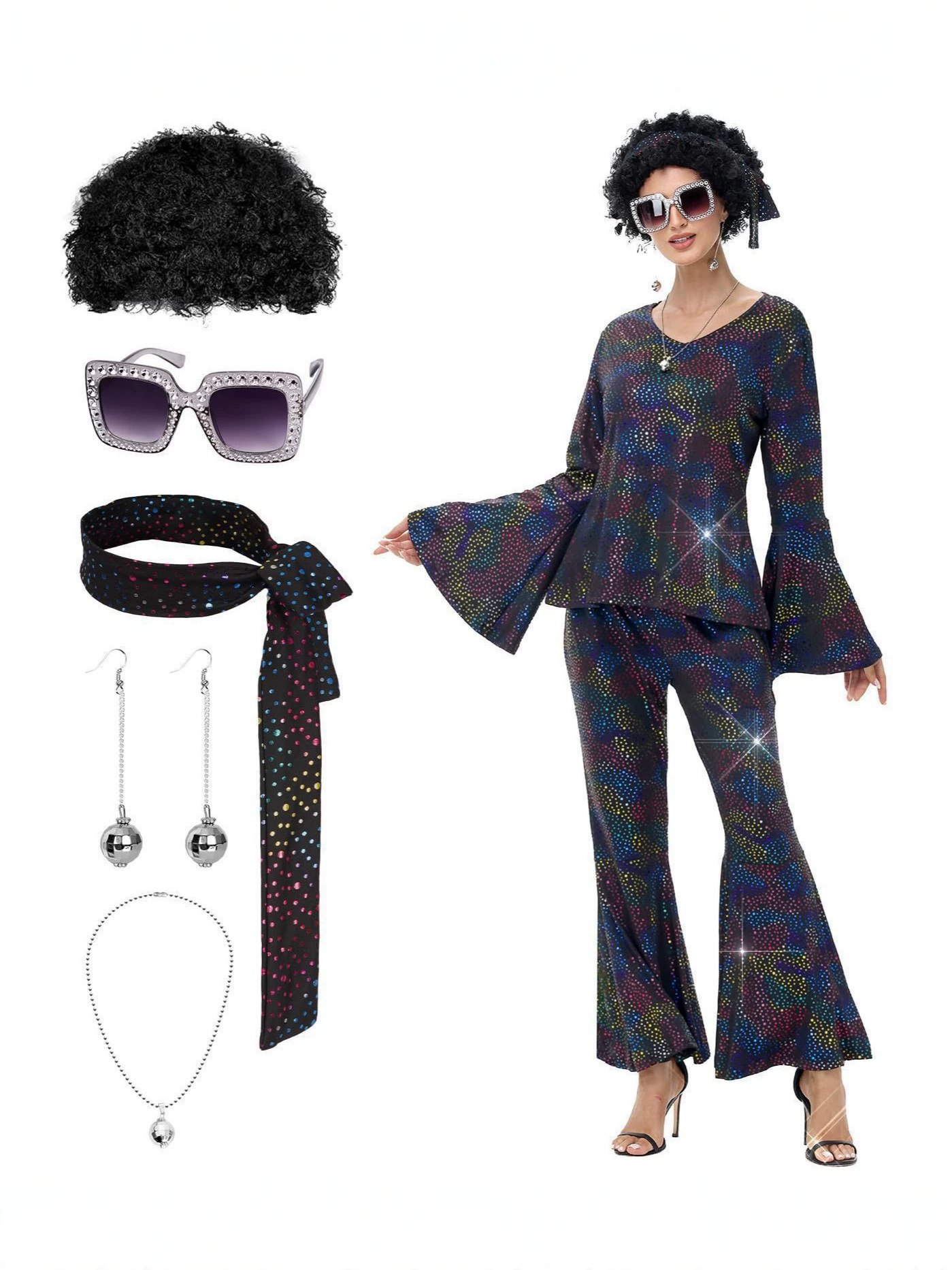 Disco 70s Retro Cosplay Costum - Women'S Fashion From The 70S 评论和价格