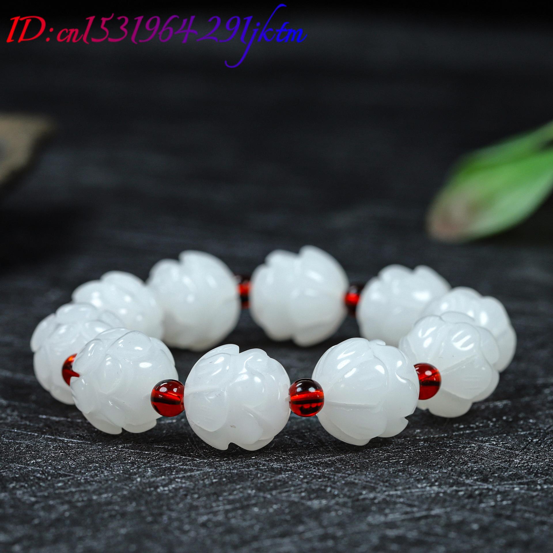 White Real Jade Lotus Bracelet - Women Fashion Designer 评论和价格
