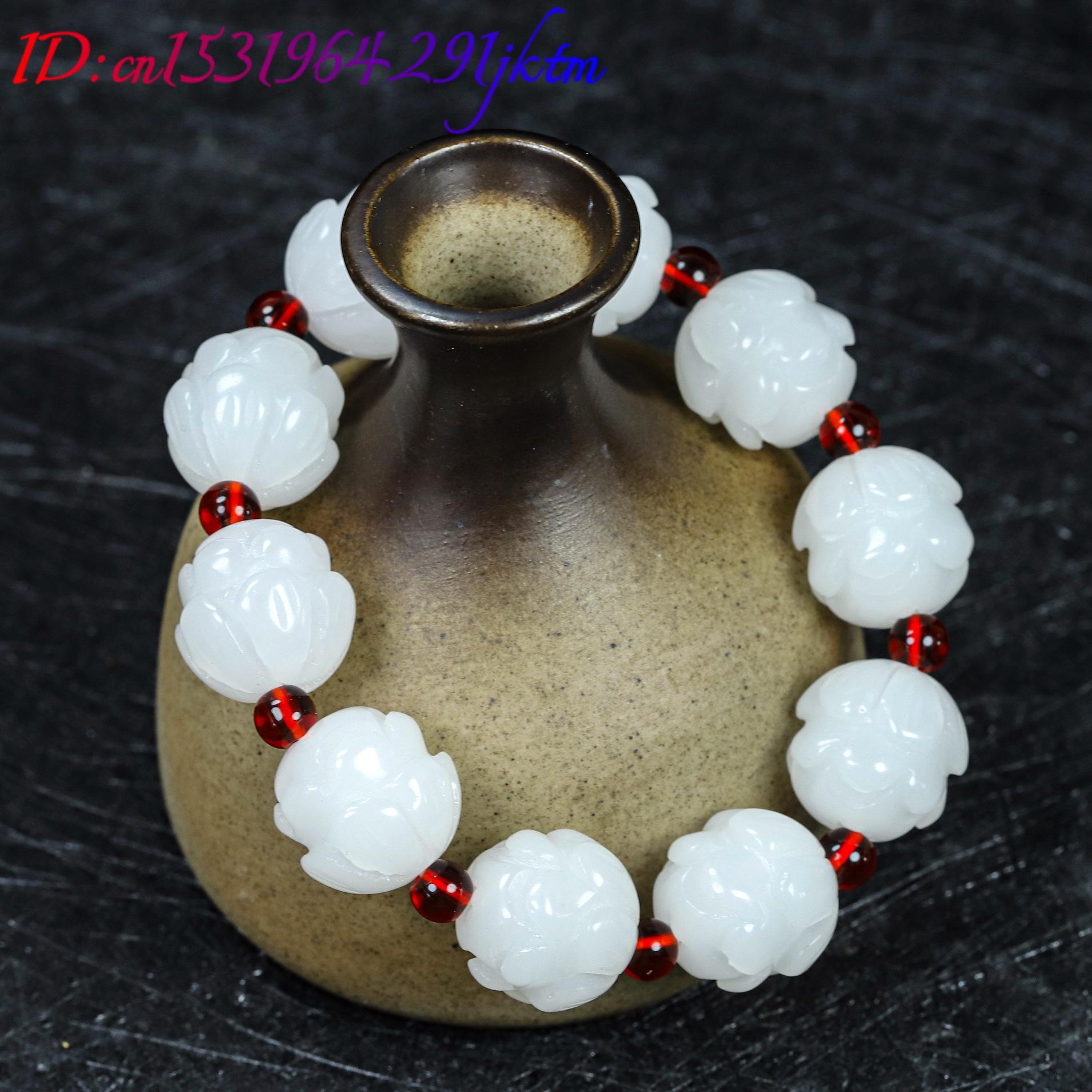 White Real Jade Lotus Bracelet - Women Fashion Designer 评论和价格