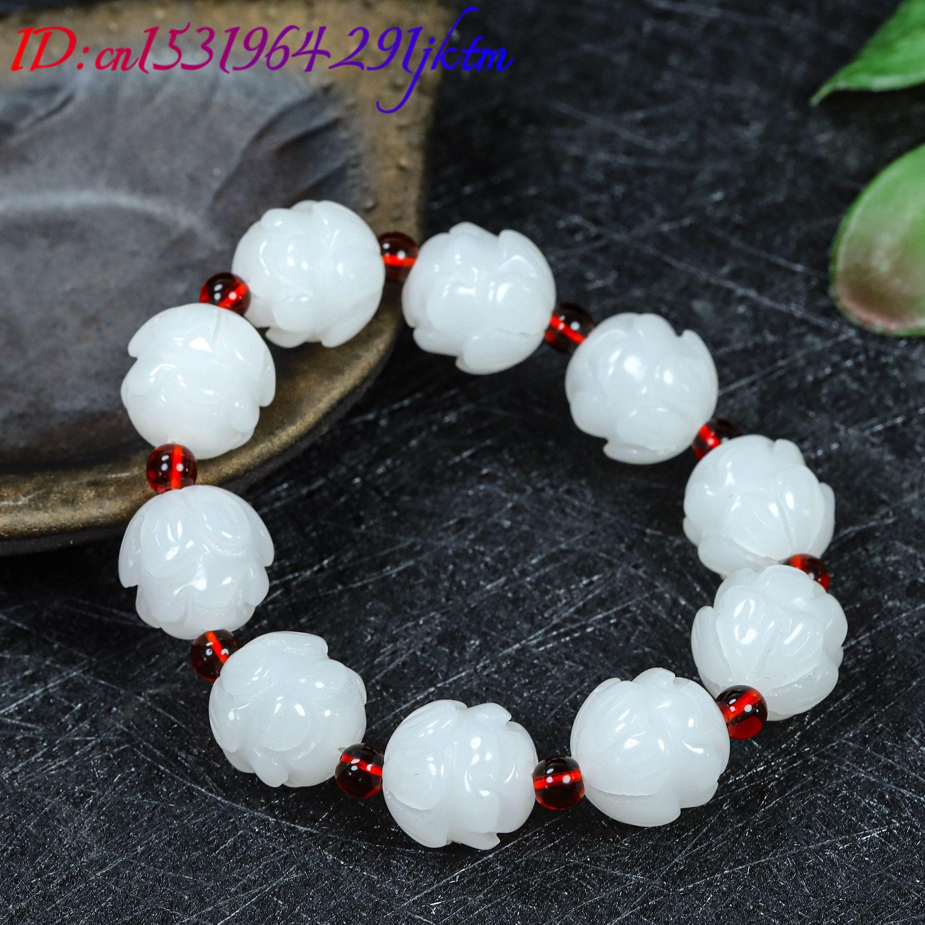 White Real Jade Lotus Bracelet - Women Fashion Designer 评论和价格