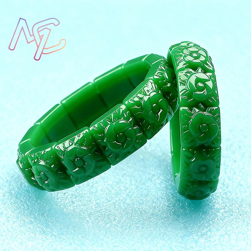Real Jade Flower Bracelet Bang - Women Fashion Designer 评论和价格